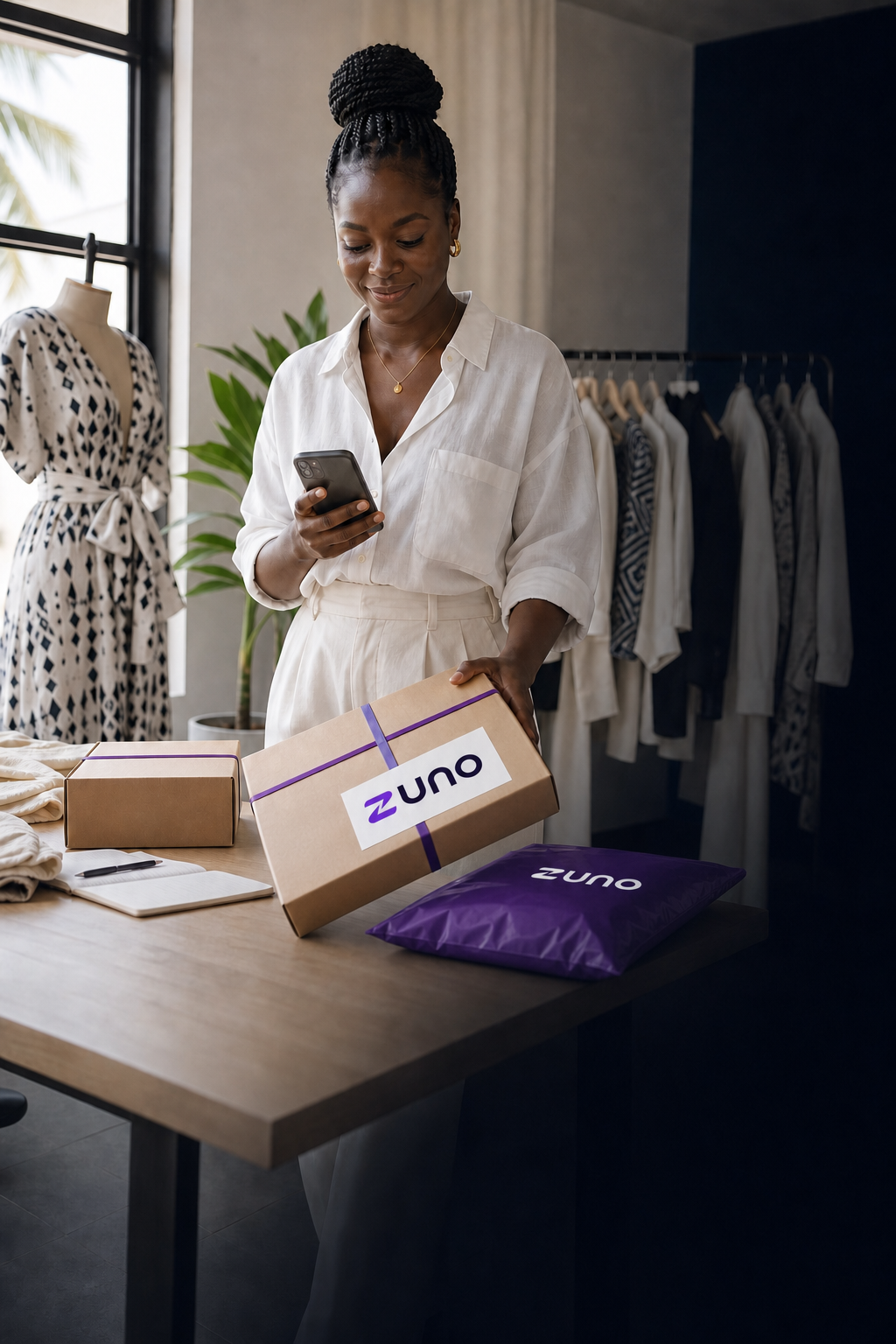 Business owner preparing parcels for delivery
